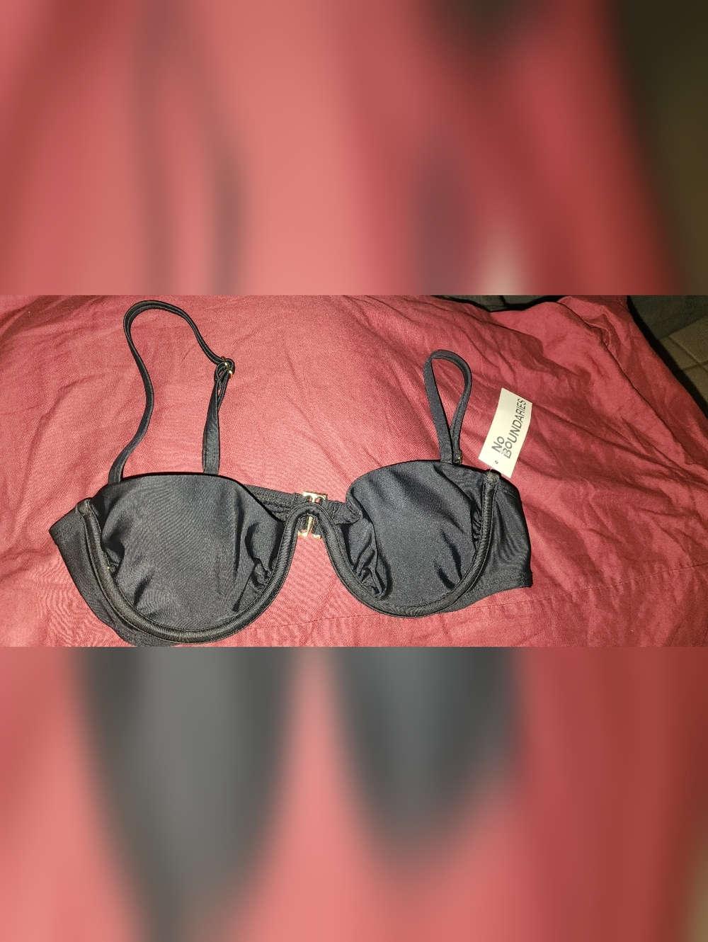 No Boundaries Underwire Bikini Top Rich Black Sz XS(0-2) Brand New